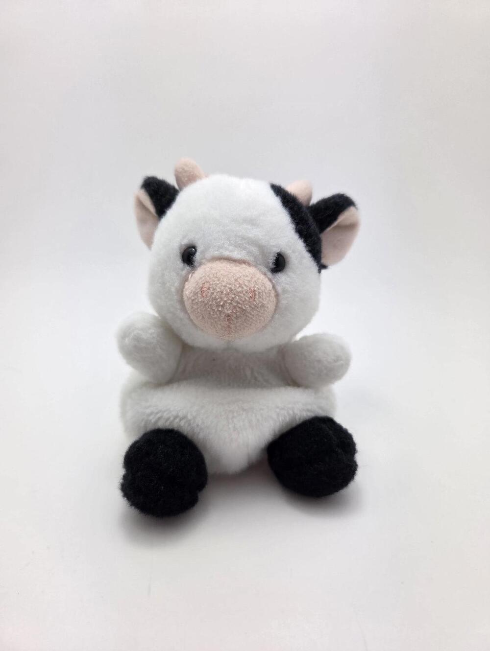 Aurora Palm Pals Black and White Cow Bean Bag Plush - No Tags (4 inch)